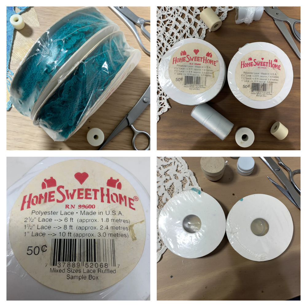 Lot 2 Vintage 1980's Home Sweet Home Roll Lace Trim Teal 1" Sewing @ 7 Yards NEW